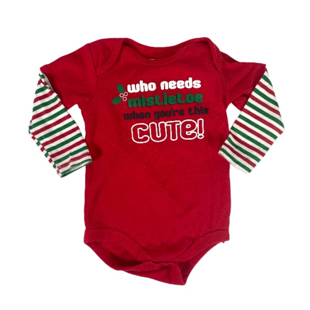 6/$12 💥♻ Holiday Time Christmas Infant Baby LS Bodysuit Onesie  | Sz 12m | 0912